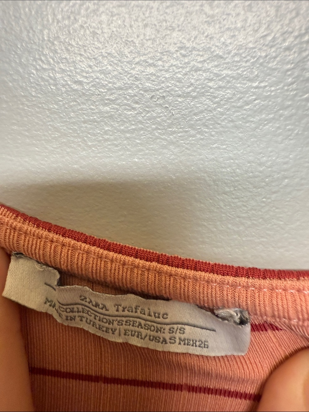 Zara Coral Striped V-Neck Crop Cami - Picture 3 of 4